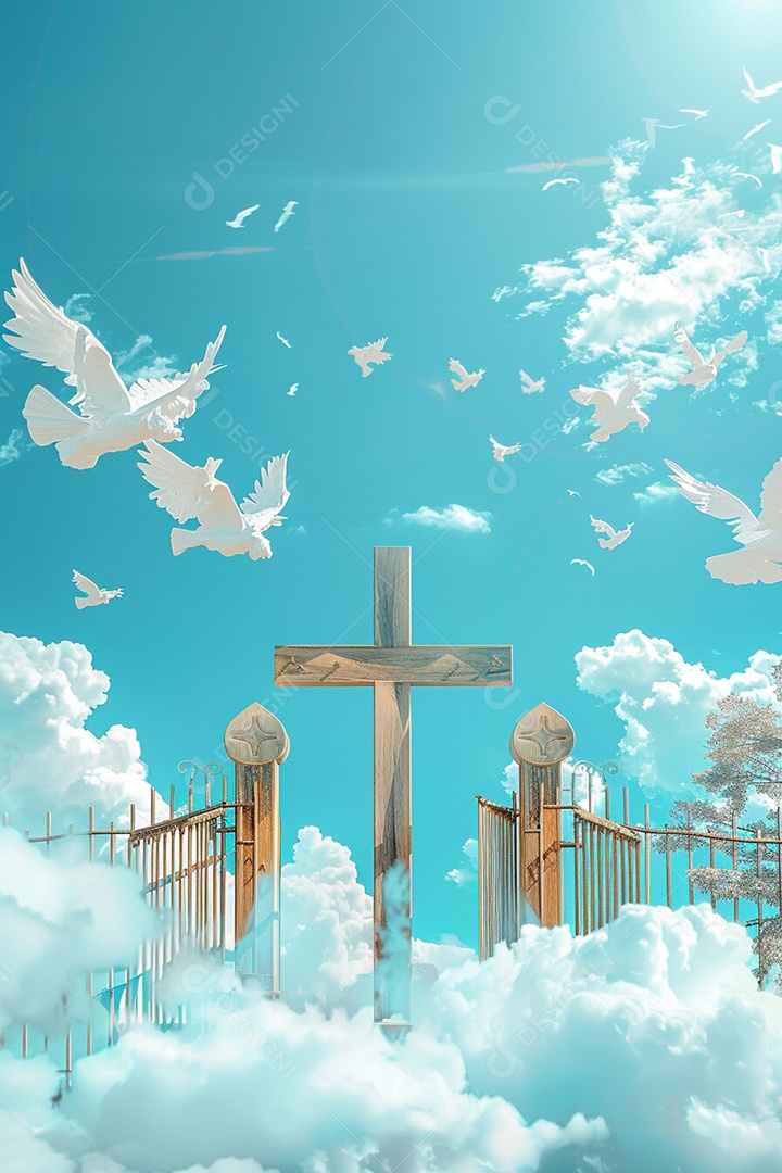 Retrato realista de portões do céu