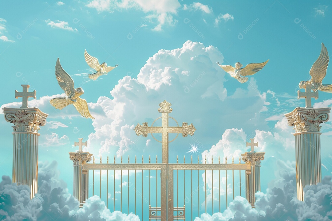 Retrato realista de portões do céu