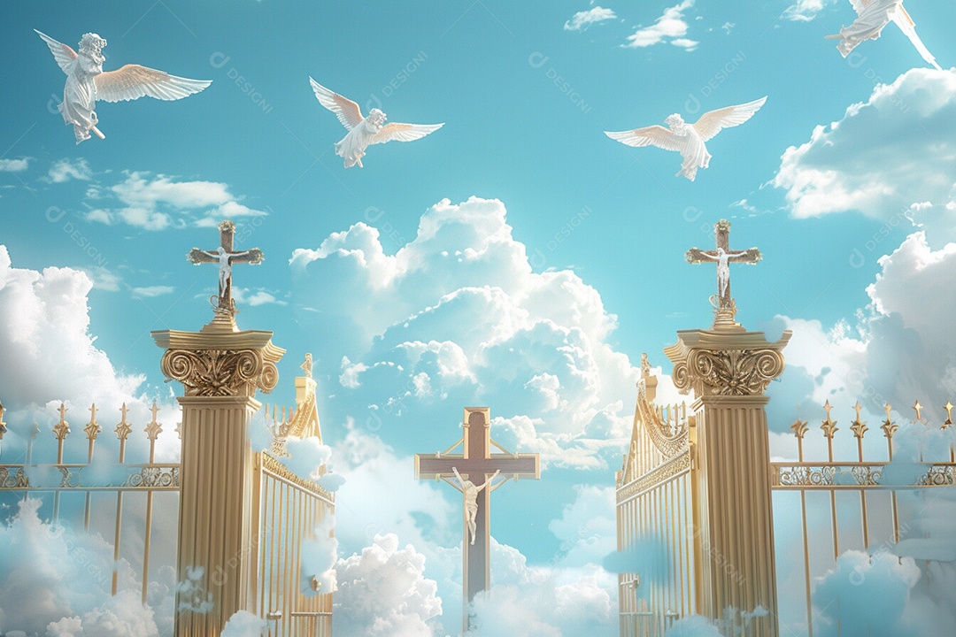 Retrato realista de portões do céu