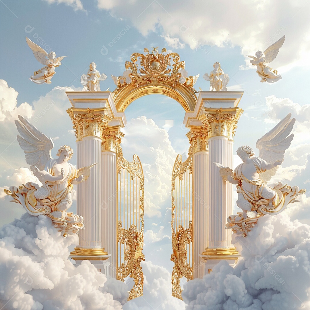 Retrato realista de portões do céu