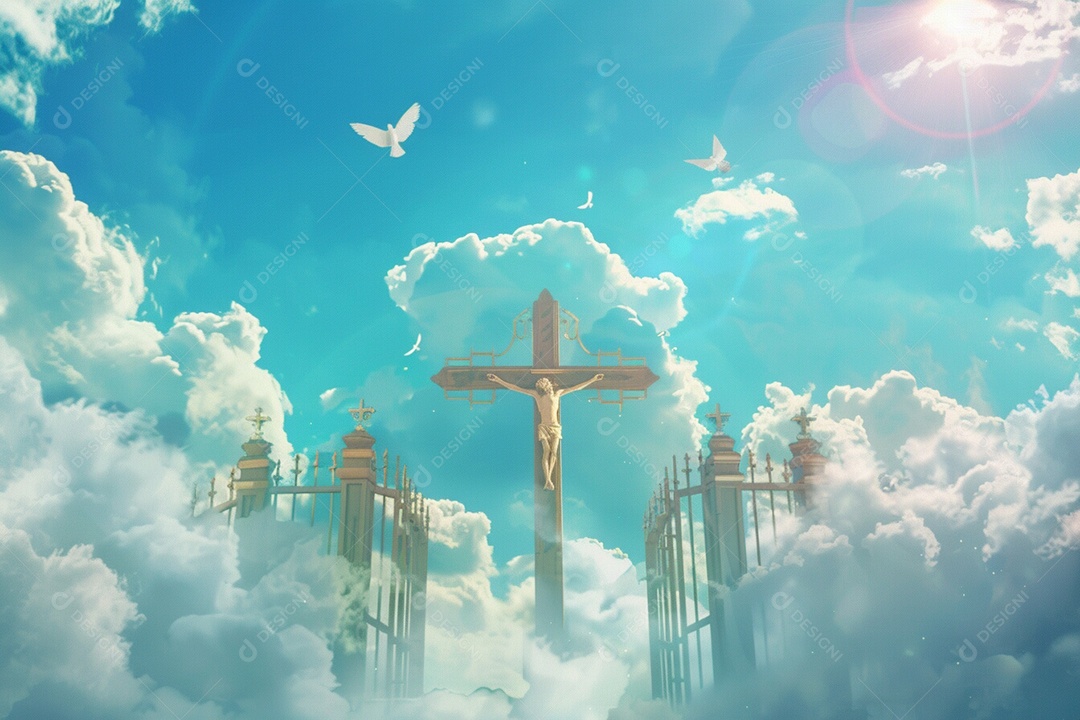 Retrato realista de portões do céu