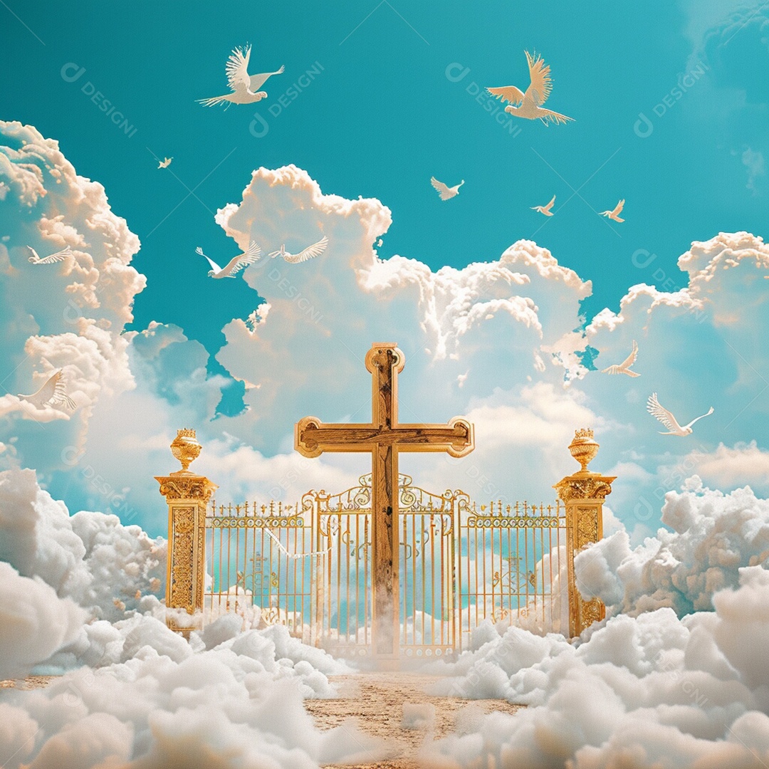 Retrato realista de portões do céu