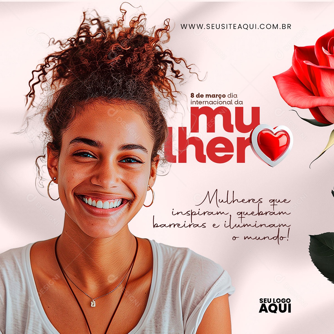 Feed Dia Internacional das Mulheres 8 de Março que Inspiram Quebram Barreiras Social Media PSD Editável