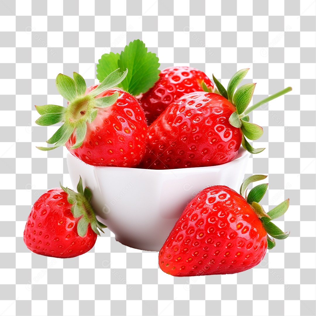 Tigela de Morangos PNG Transparente