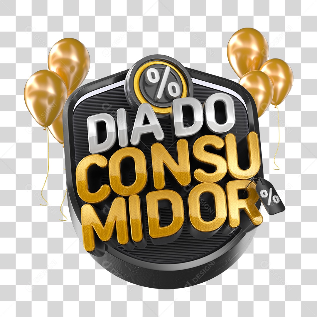 Selo 3D Dia do Consumidor PNG Transparente