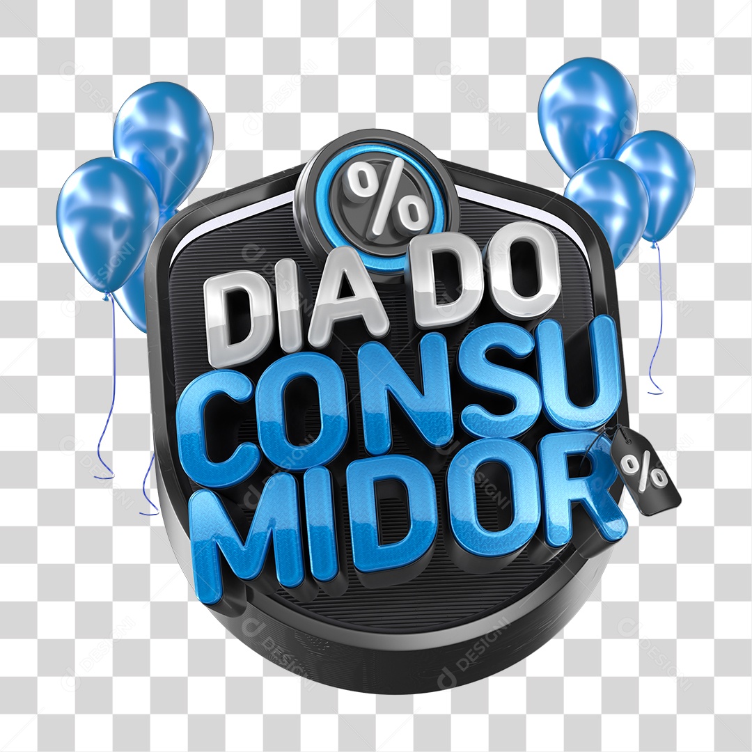 Selo 3D Dia do Consumidor PNG Transparente