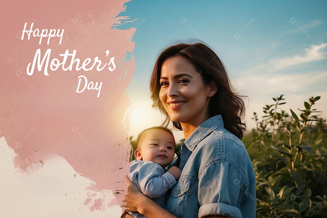 Dia das Mães Interação entre uma mãe feliz e seus filhos IA generativa