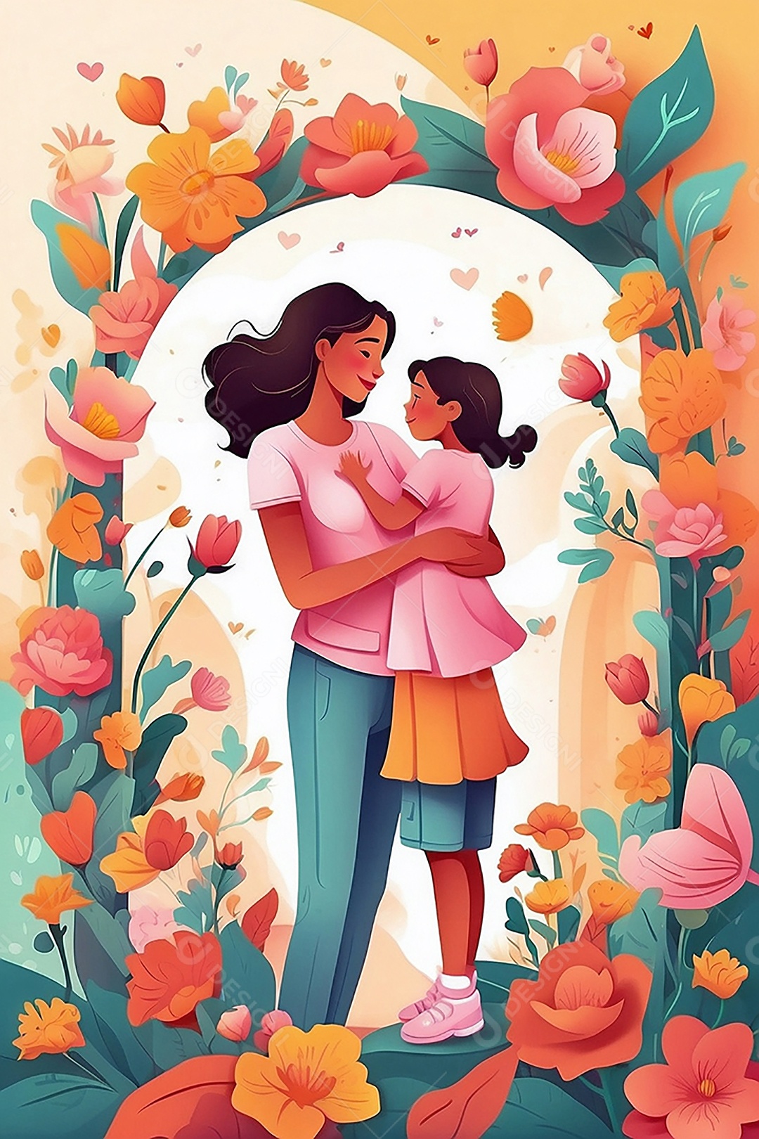 Dia das Mães Interação entre uma mãe feliz e seus filhos IA generativa