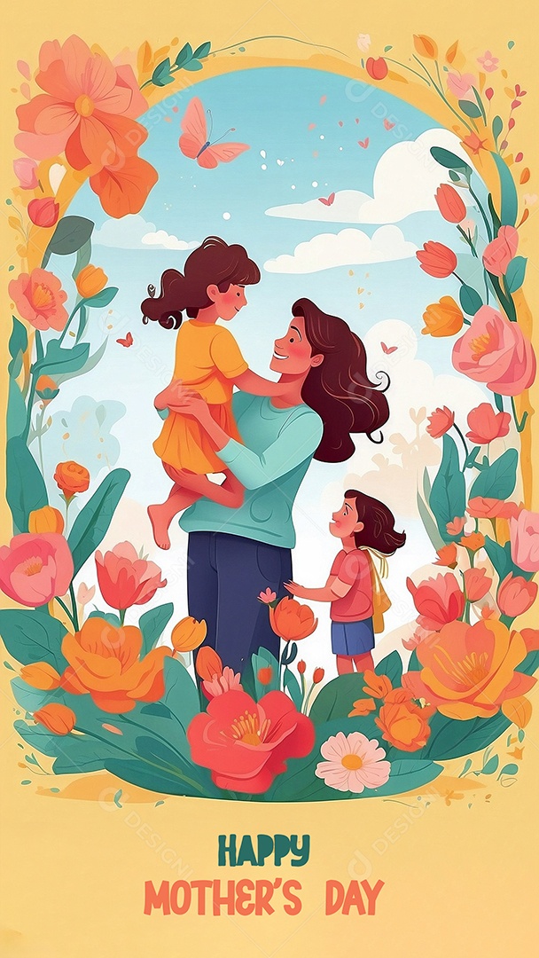 Dia das Mães Interação entre uma mãe feliz e seus filhos IA generativa