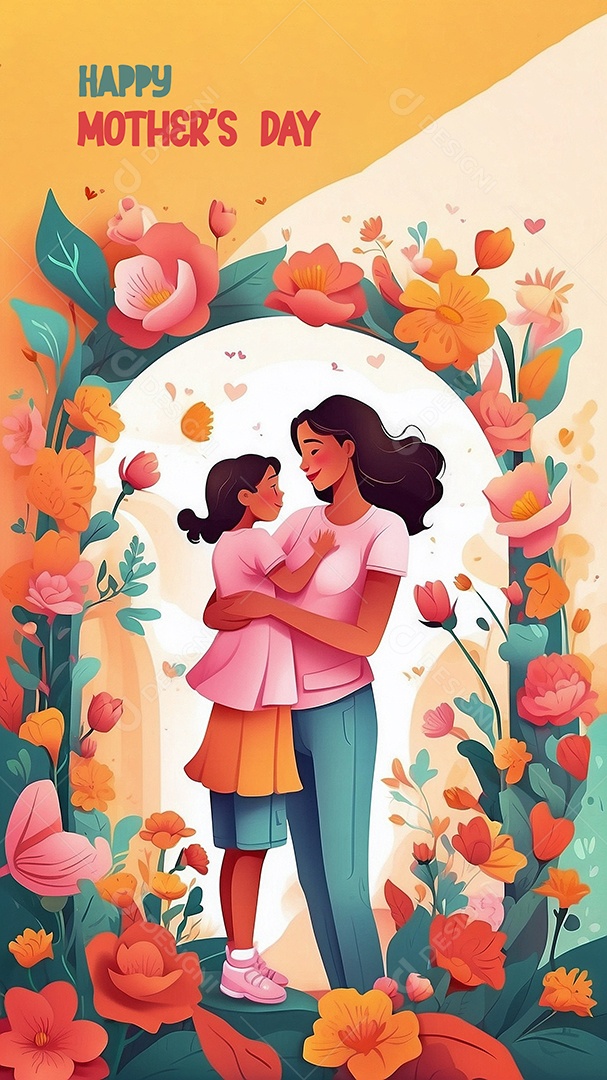 Dia das Mães Interação entre uma mãe feliz e seus filhos IA generativa