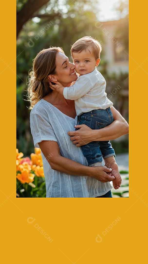 Dia das Mães Interação entre uma mãe feliz e seus filhos IA generativa