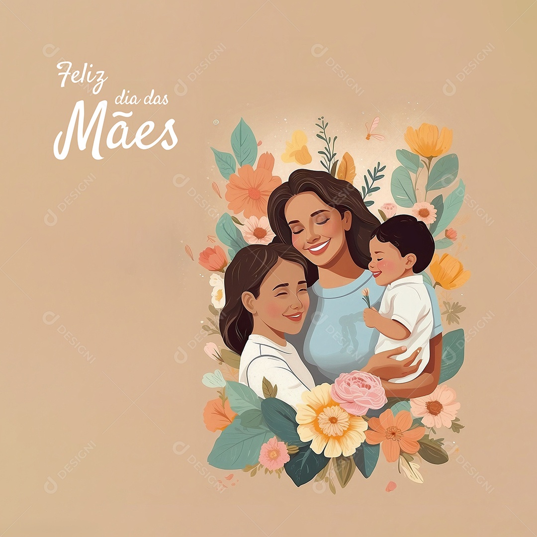 Dia das Mães Interação entre uma mãe feliz e seus filhos IA generativa