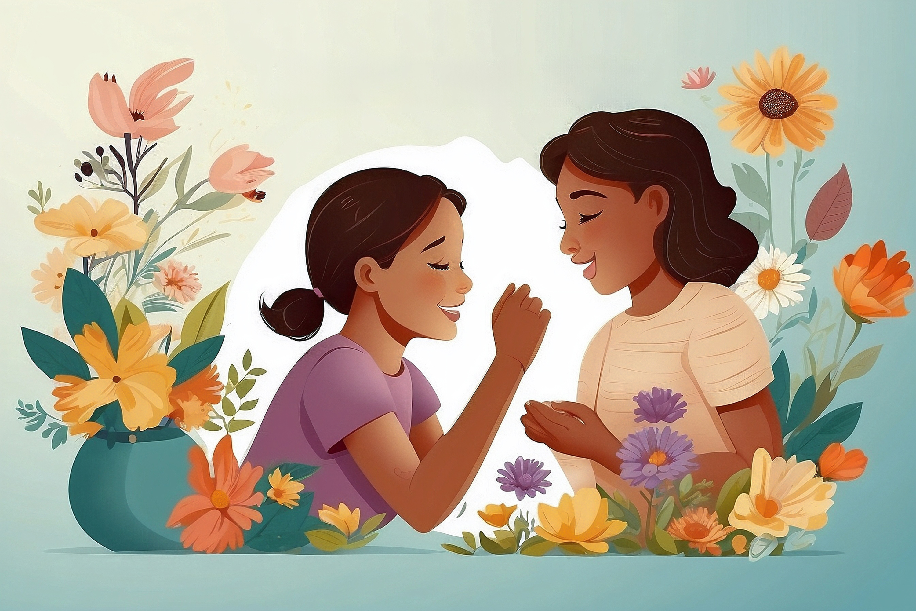 Dia das Mães Interação entre uma mãe feliz e seus filhos IA generativa