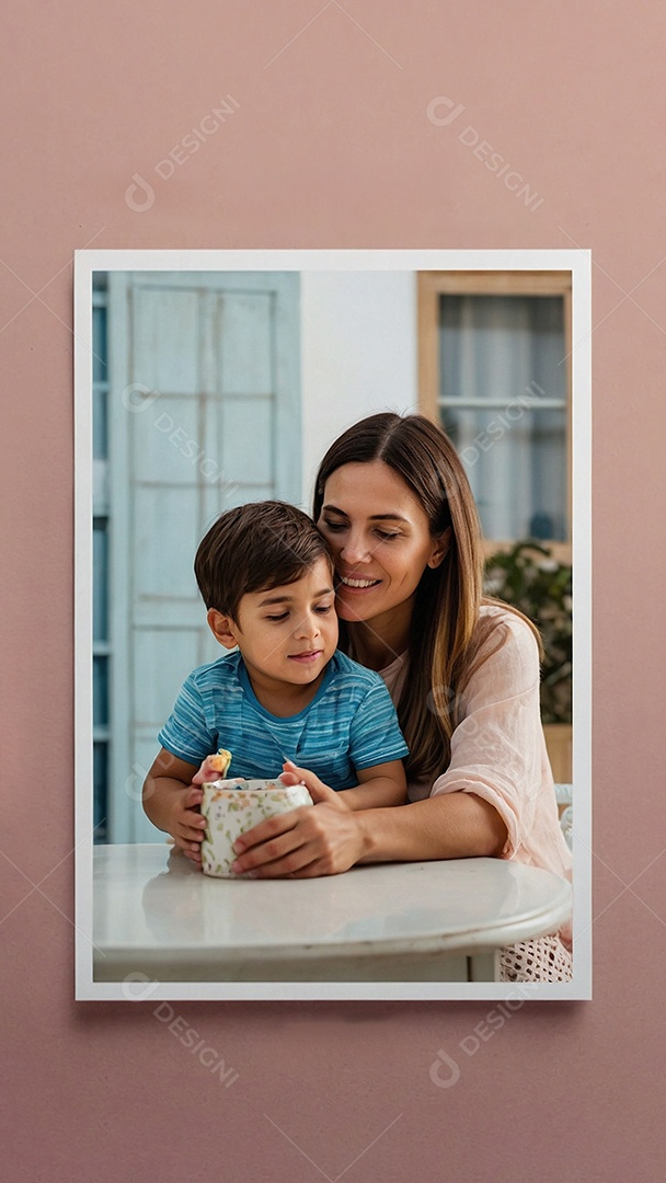 Dia das Mães Interação entre uma mãe feliz e seus filhos