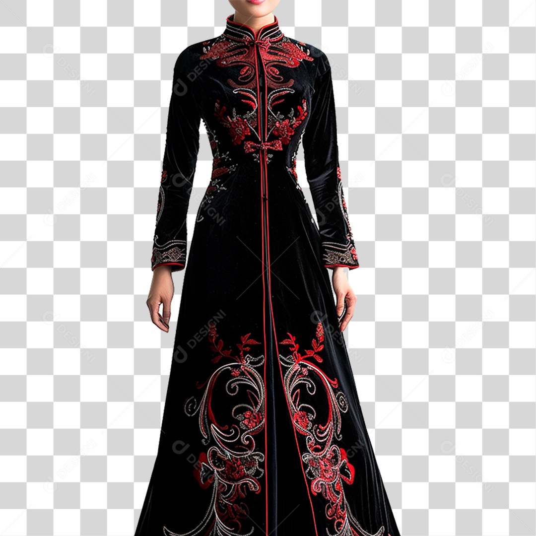 Mulher de Vestido Vermelho PNG Transparente