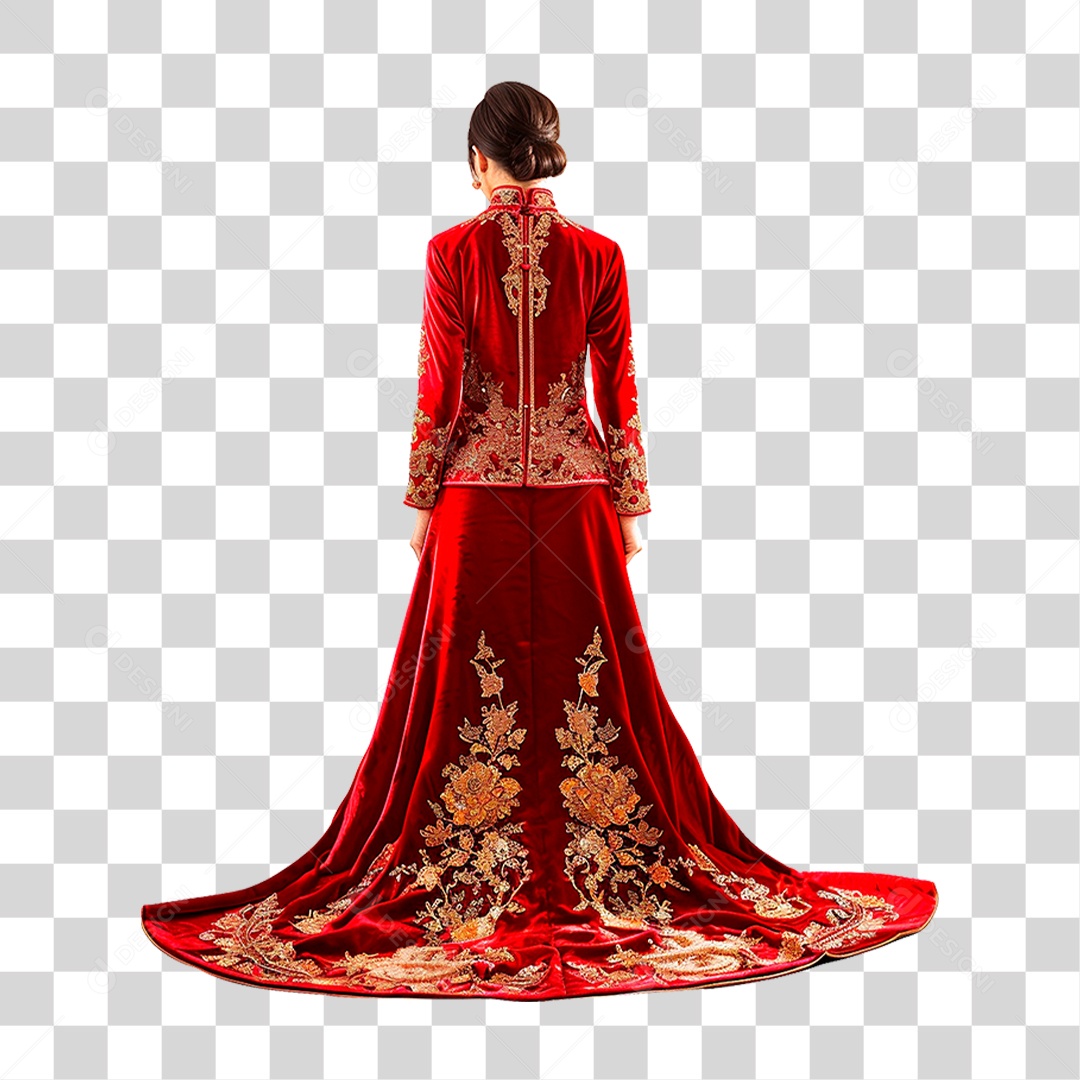 Mulher de Vestido Vermelho PNG Transparente