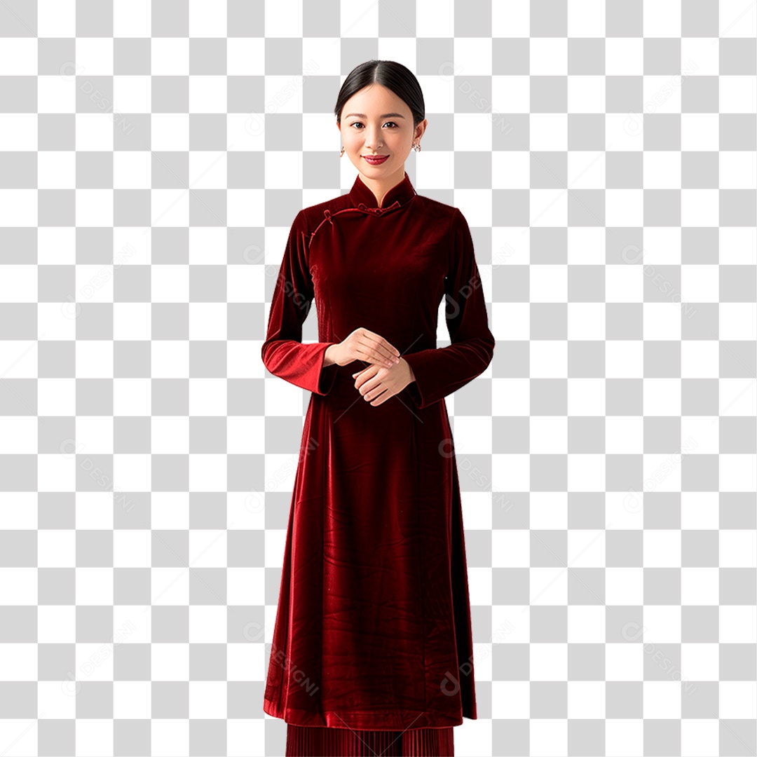 Mulher de Vestido Vermelho PNG Transparente