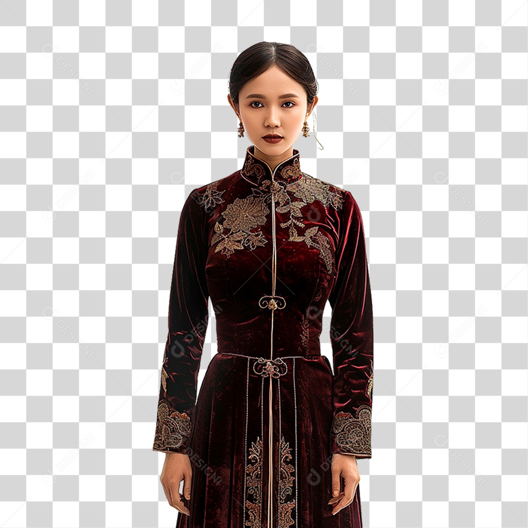 Mulher de Vestido Vermelho PNG Transparente