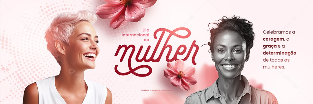Carrossel Dia Internacional da Mulher Celebramos a coragem Social Media PSD Editável