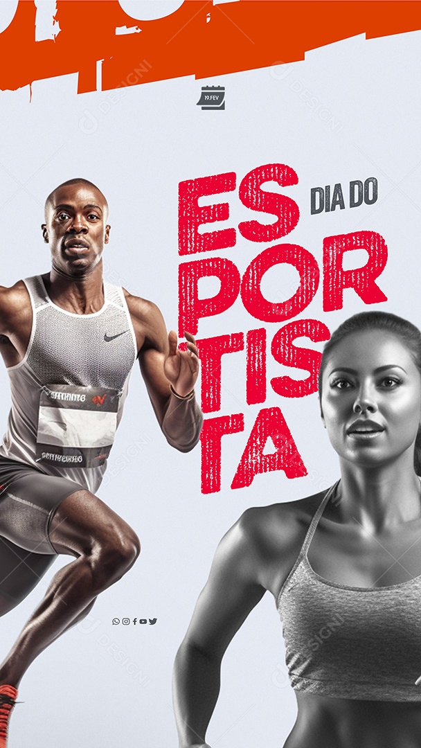 Story Social Media Dia do Esportista 19 de Fevereiro PSD Editável