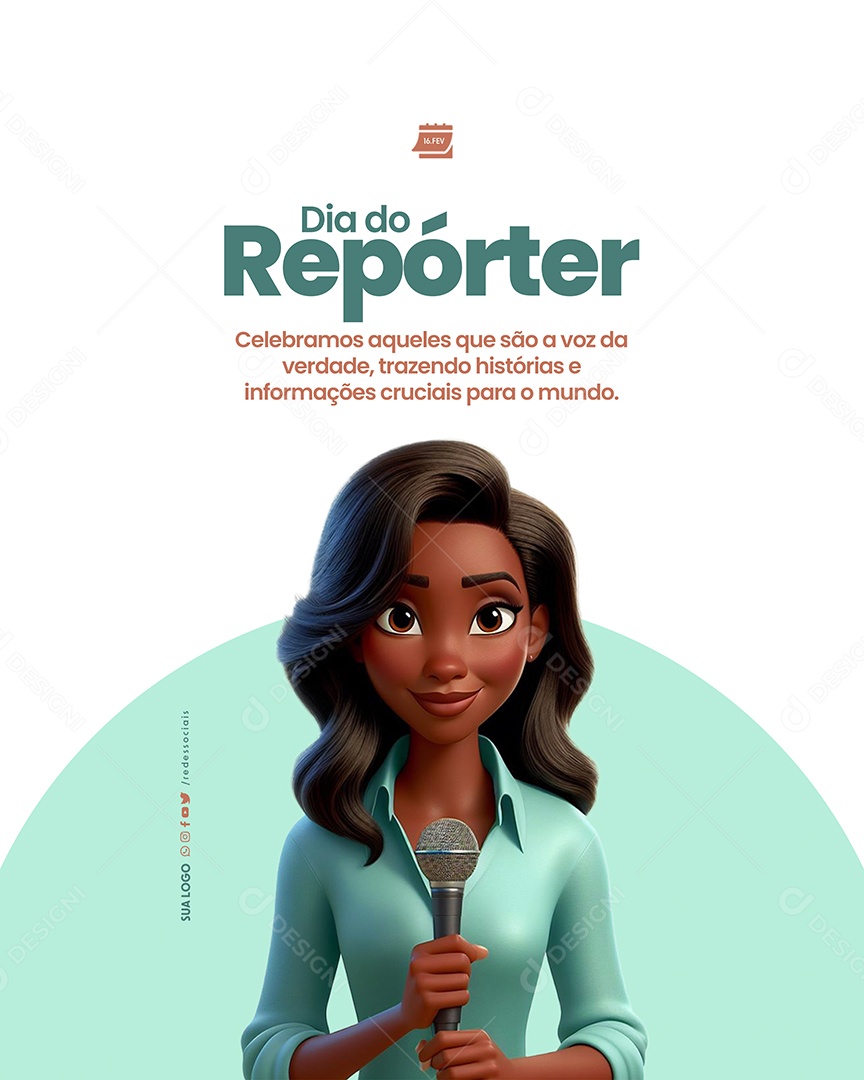 Dia do Repórter 16 de Fevereiro Social Media PSD Editável
