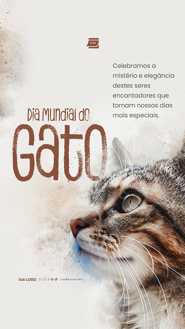 Story Dia Mundial Do Gato 17 De Fevereiro Social Media PSD Editável