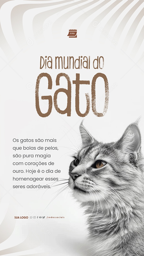 Story Dia Mundial Do Gato 17 De Fevereiro dia de homenagear seres adoráveis Social Media PSD Editável
