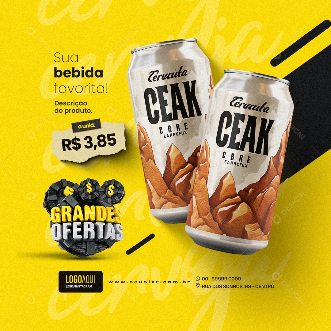 Grandes Ofertas Bar sua bebida favorita Social Media PSD Editável