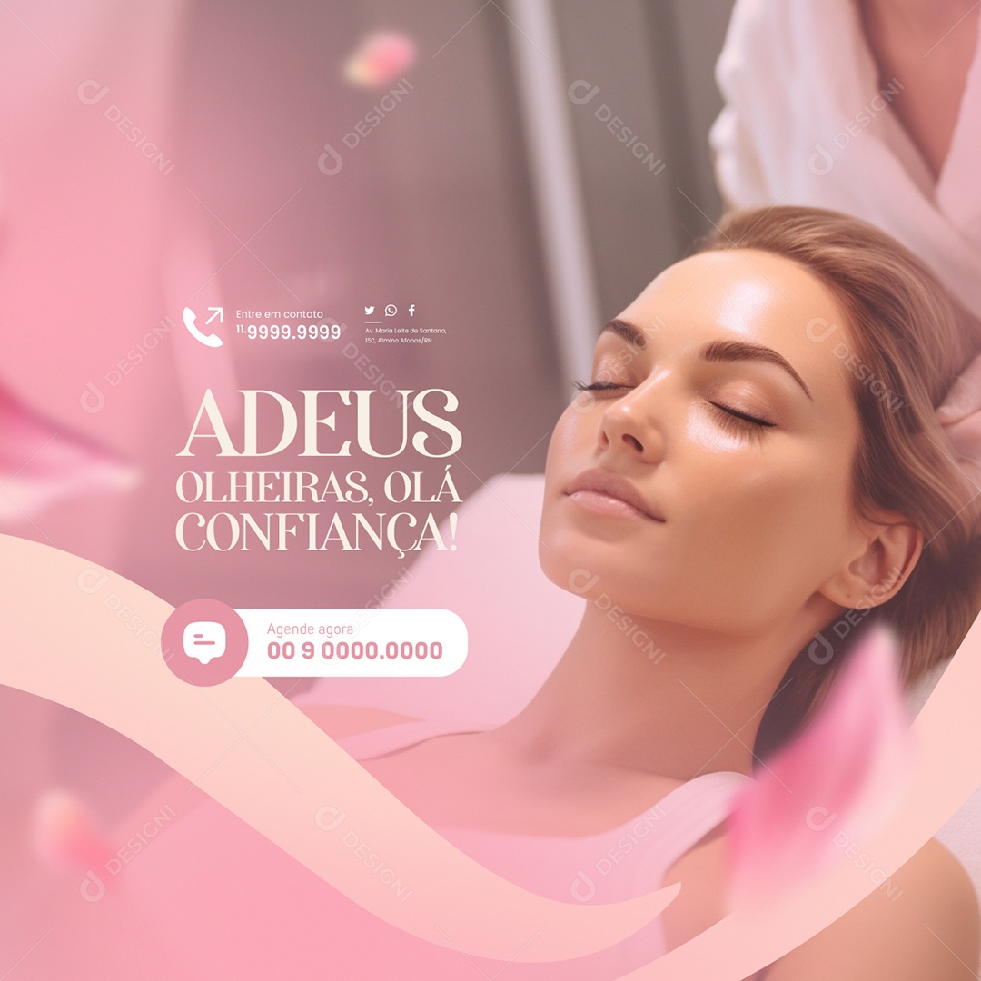 Clínica Estética Harmonização Adeus olheiras olá confiança Social Media PSD Editável