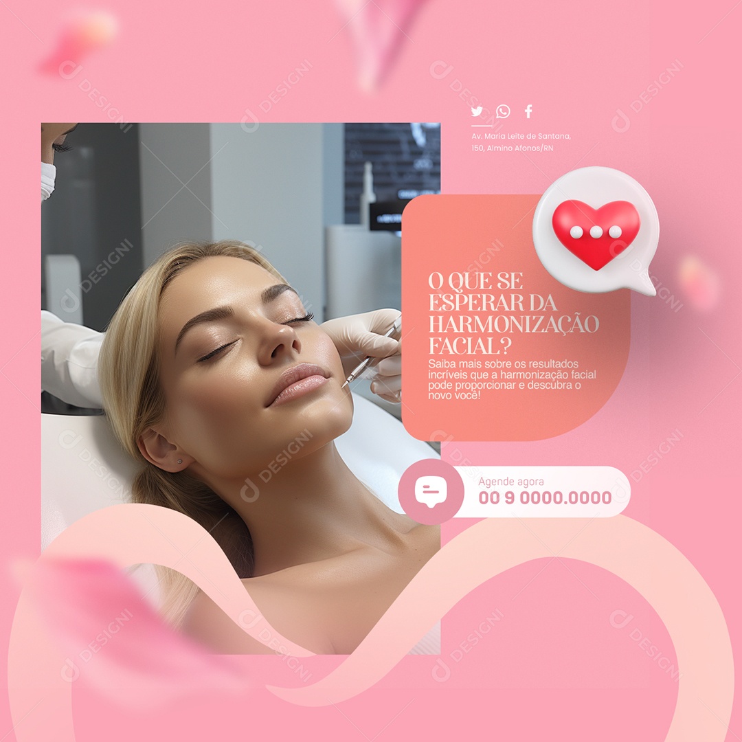 O que se esperar da Harmonização Facial Agende agora Social Media PSD Editável