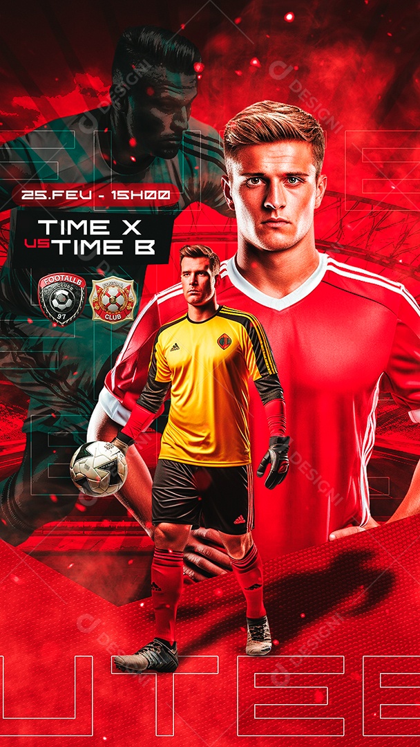 Story Futebol Time X vs Time B Jogo Social Media PSD Editável