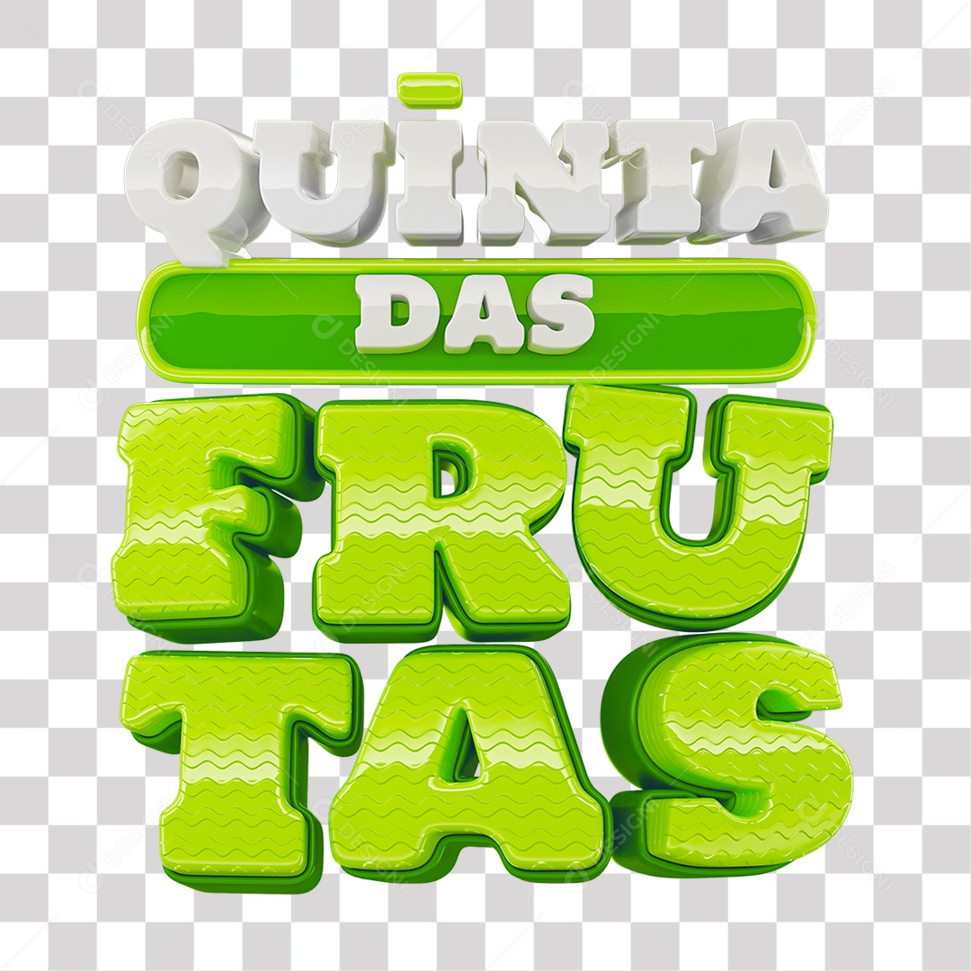 Quinta das Frutas Selo 3D Branco e Verde para Composição PNG Transparente