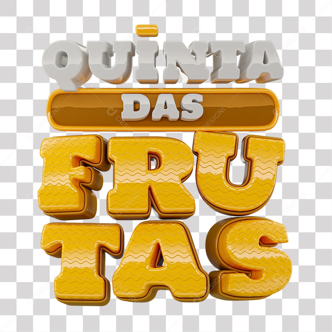 Quinta das Frutas Selo 3D Branco e Amarelo para Composição PNG Transparente