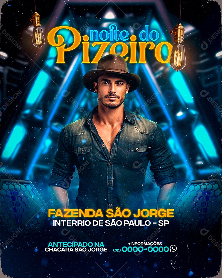 Flyer Noite do Pizeiro Social Media PSD Editável