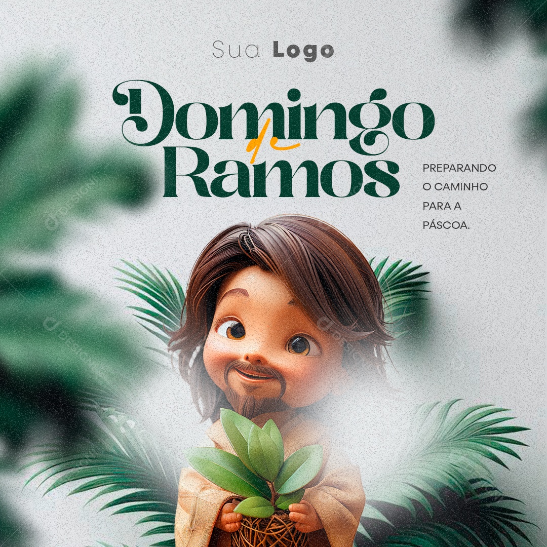 Domingo de Ramos 24 de Março Preparando o Caminho para a páscoa Social Media PSD Editável