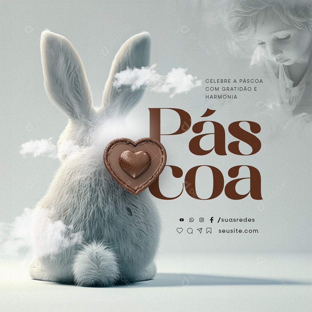 Páscoa Celebre com Gratidão e Harmonia Social Media PSD Editável