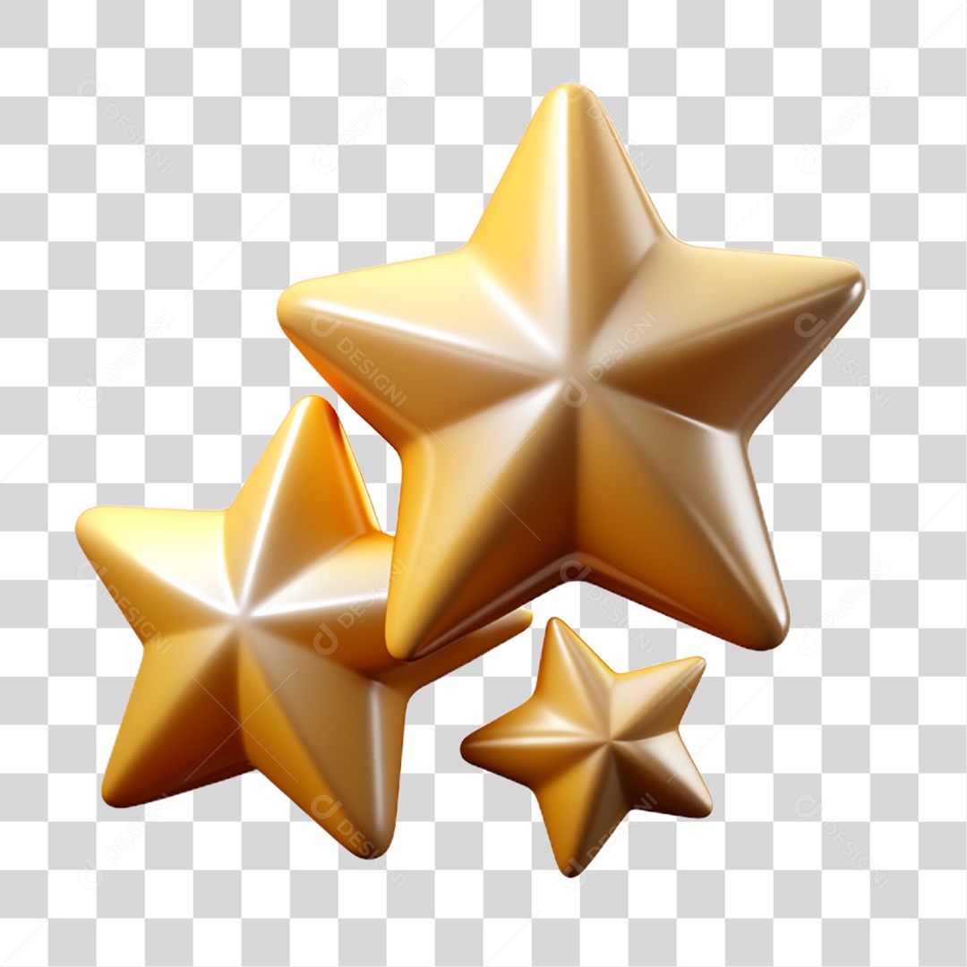 Elemento 3D Estrelas Enfeites Decorações PNG Transparente