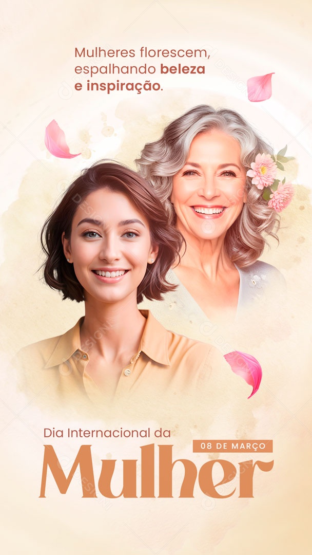 Story Dia Internacional das Mulheres 8 de Março Florescem Espalhando Beleza Social Media PSD Editável