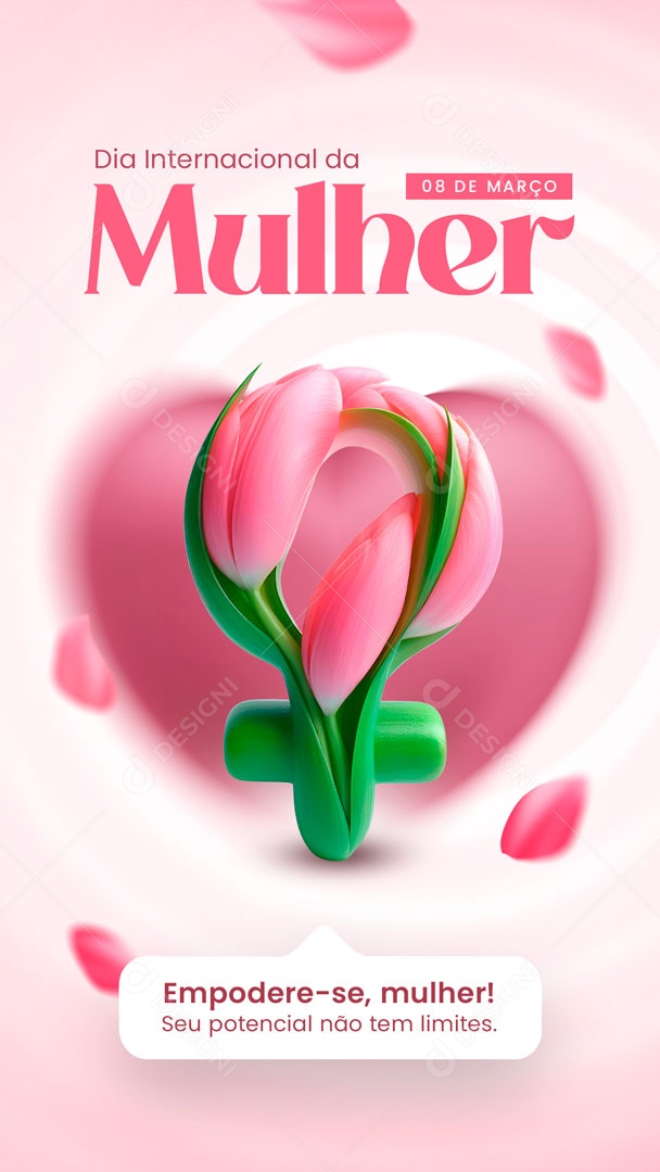 Story Dia Internacional das Mulheres 8 de Março Empodere-se Social Media PSD Editável