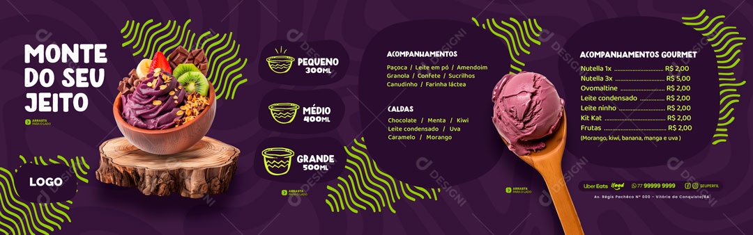 Carrossel Açaiteria Monte do seu Jeito Social Media PSD Editável