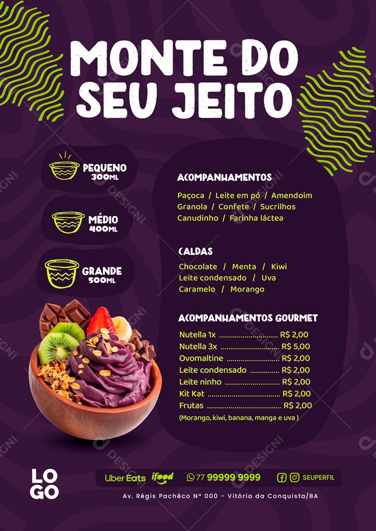 Açaiteria Monte do seu Jeito Social Media PSD Editável