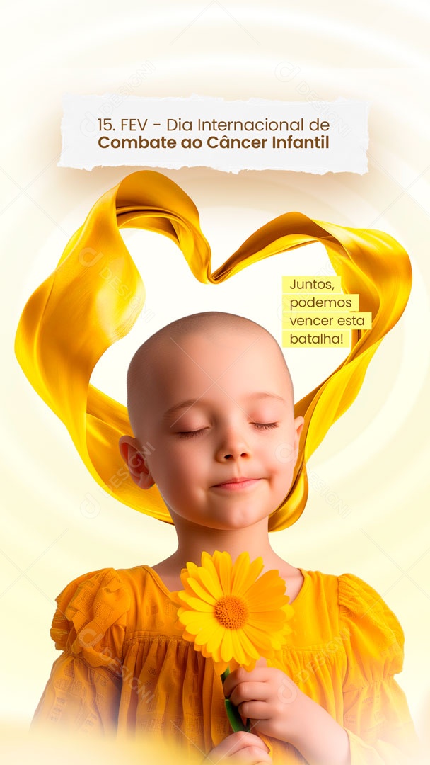Story Dia internacional do Câncer Infantil 15 de Fevereiro Podemos Vencer essa Batalha Social Media PSD Editável