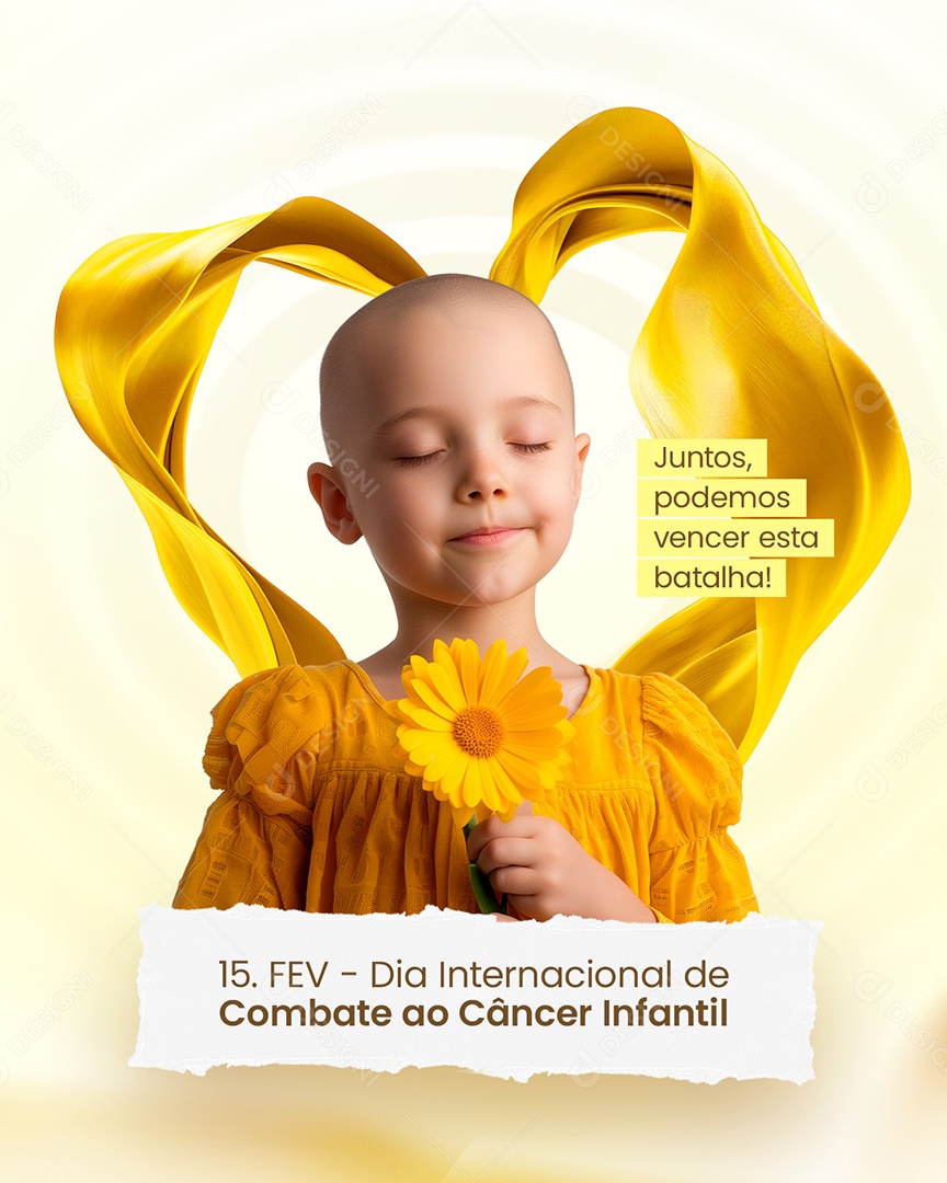 Dia internacional do Câncer Infantil 15 de Fevereiro Podemos Vencer essa Batalha Social Media PSD Editável
