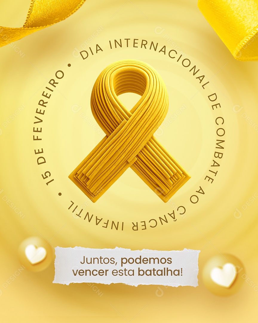 Dia internacional do Câncer Infantil 15 de Fevereiro Juntos Podemos Vencer Social Media PSD Editável