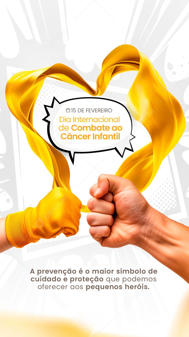 Story Dia internacional do Câncer Infantil 15 de Fevereiro Pequenos Heróis Social Media PSD Editável