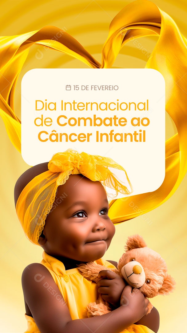 Story Dia internacional do Câncer Infantil 15 de Fevereiro Amarelo Social Media PSD Editável