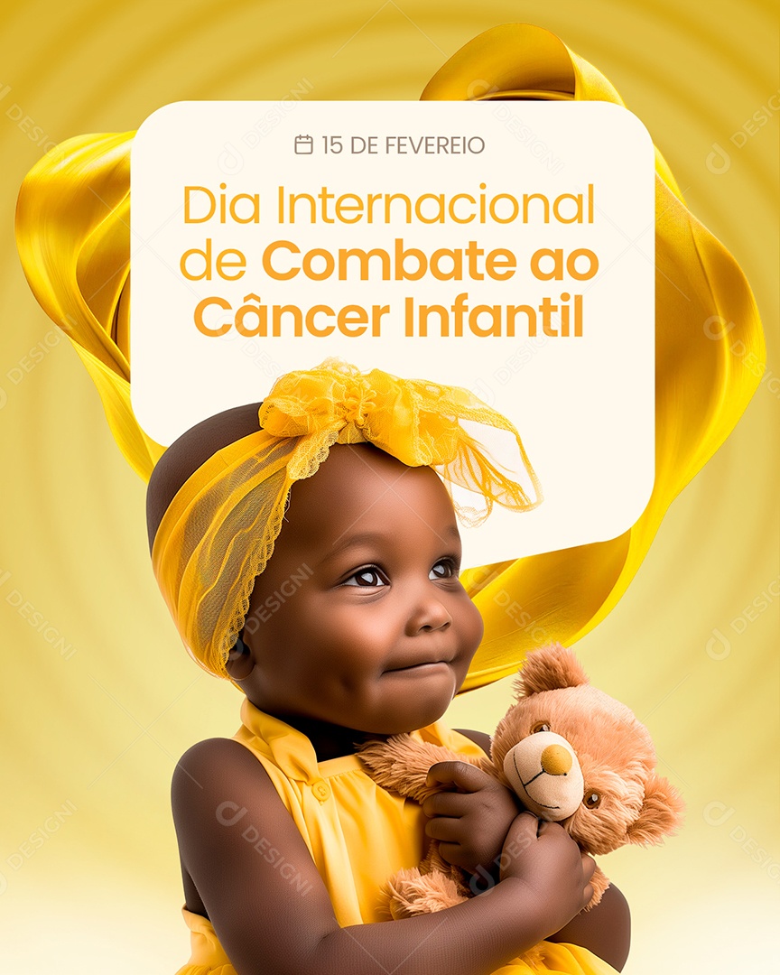 Dia internacional do Câncer Infantil 15 de Fevereiro Amarelo Social Media PSD Editável