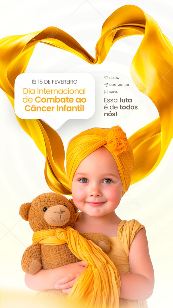 Story Dia internacional do Câncer Infantil 15 de Fevereiro Social Media PSD Editável