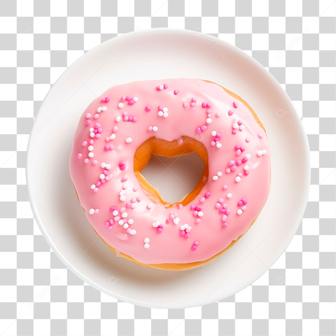 Prato com Rosquinha em Forma de Coração PNG Transparente