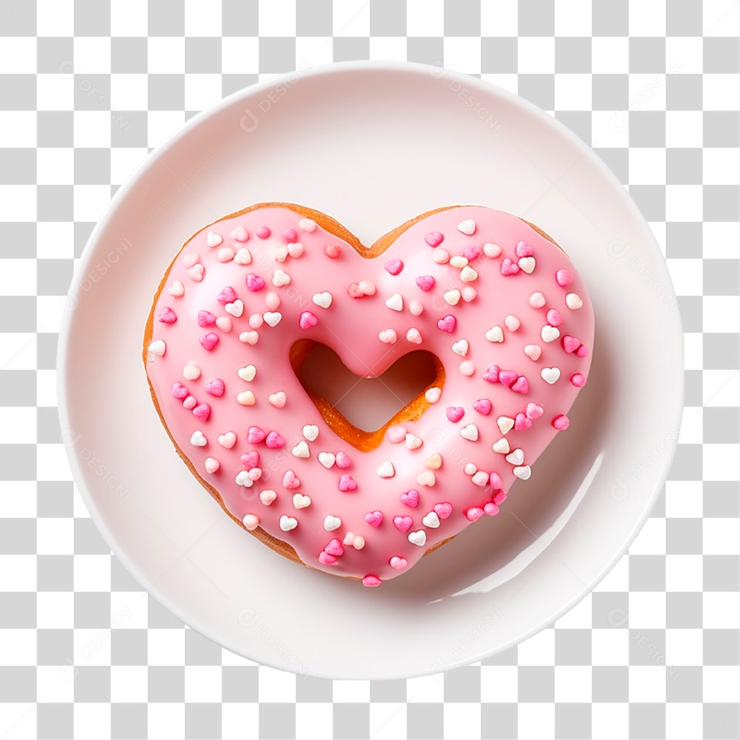 Prato com Rosquinha em Forma de Coração PNG Transparente
